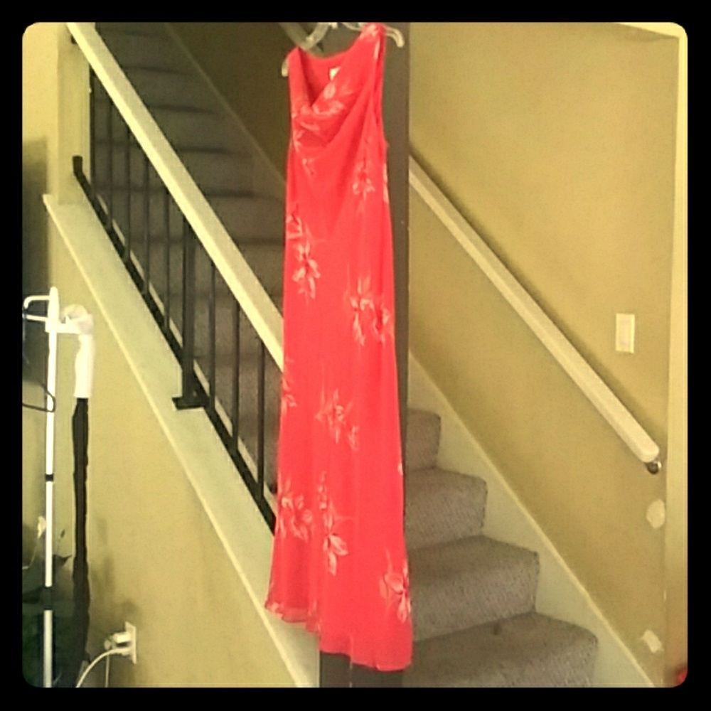 Studio I Salmon/Orange Floral Sun Dress Sz 16